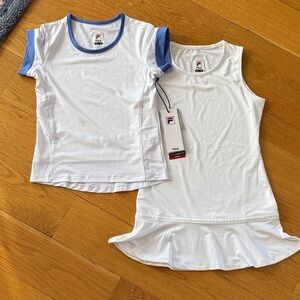 NWT Fila Kids Tennis White and Blue Shirt & Dress Set Girls size 7/8